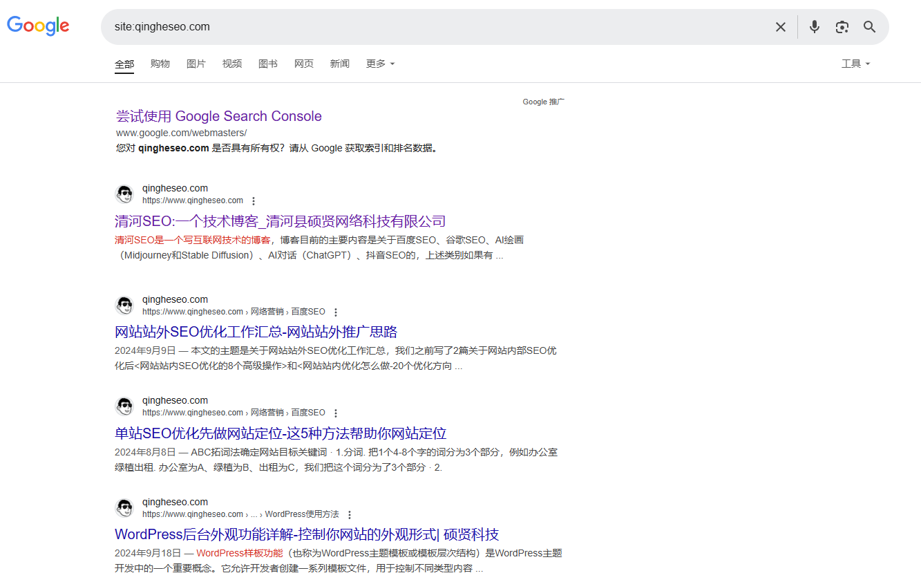 使用搜索引擎指令查询网站页面是否被收录