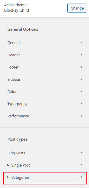 Blocksy Categories Page Type Settings 分类页面控制