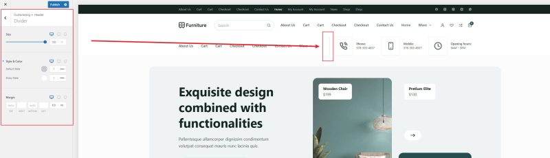 Blocksy Header Elements – Divider 分割线元素
