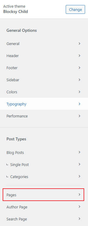 Blocksy Pages Type Settings 页面设置