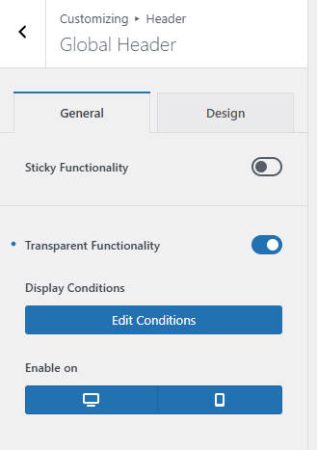 Blocksy Transparent Header 透明页眉设置